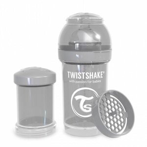 Twistshake koolikutevastane lutipudel 180ml Pastel Grey - Twistshake