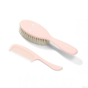 BabyOno 568/04 Hairbrush and comb, natural bristle Pink - Miniland