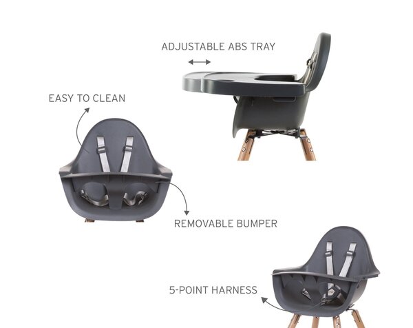 Childhome evolu 2 chair natural / anthracite 2 in 1 + bumper - Childhome