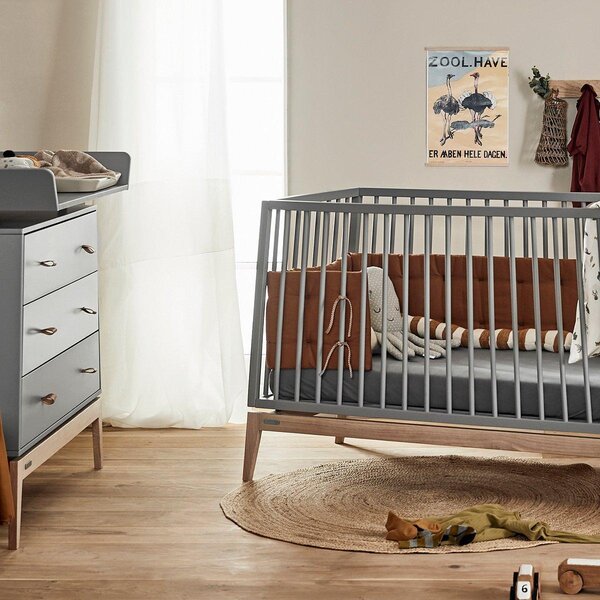 Leander Luna baby cot, 140x70cm, Grey/Oak  - Leander