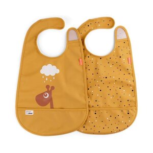 Done by Deer Bib with velcro 2-pack Raffi Mustard - Done by Deer