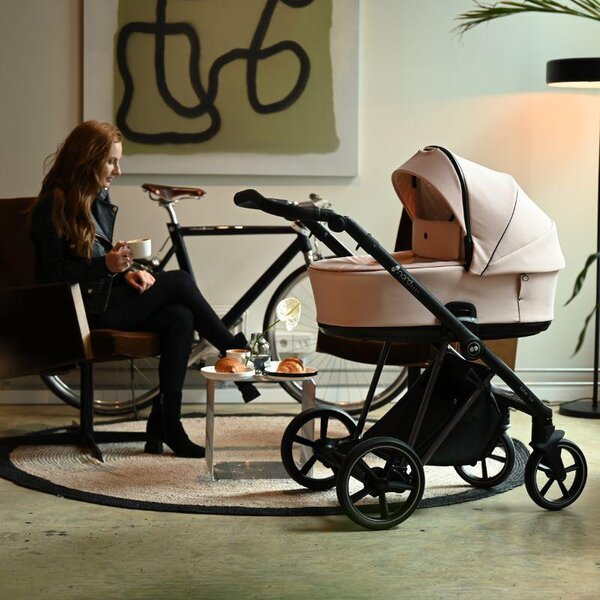 Nordbaby Active Lux stroller set Peony Beige, Black frame - Nordbaby