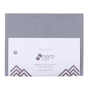 Nordbaby Bamboo fitted sheet for carrycot 35x75cm, Light Grey - Nordbaby