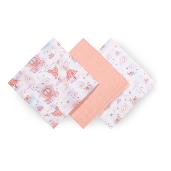 BabyOno Muslin diapers super soft 3pcs Pink - BabyOno