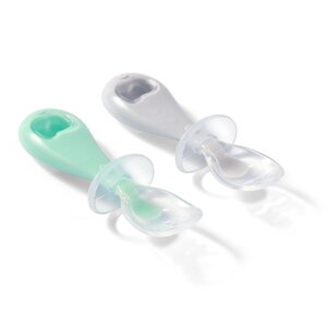 BabyOno silicone spoons 2pcs Green/Grey - BabyOno