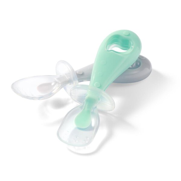 BabyOno silicone spoons 2pcs Green/Grey - BabyOno