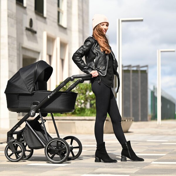 Nordbaby Active Lux stroller set Gentle Grey, Chrome Black frame - Nordbaby