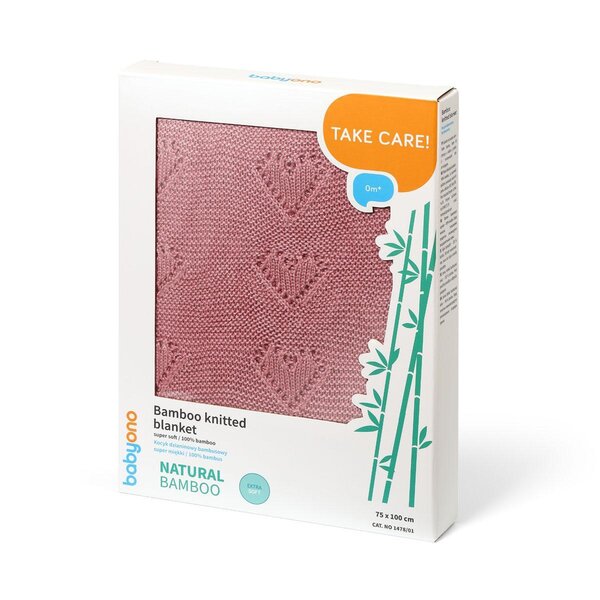 BabyOno bamboo knitted blanket 75x100cm,Pink - BabyOno