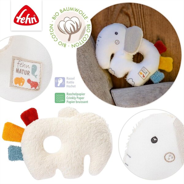 Fehn soft rattle, Elephant - Fehn