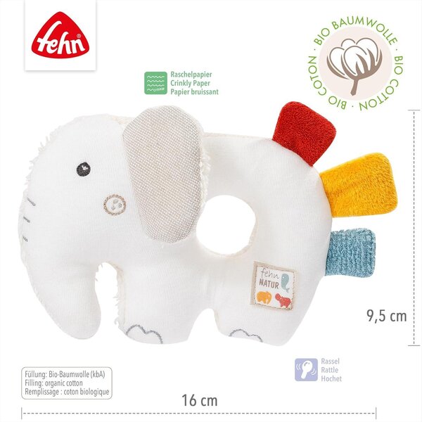 Fehn soft rattle, Elephant - Fehn