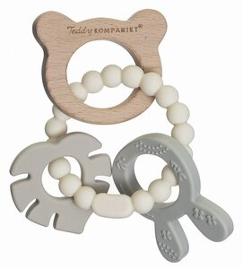 Teddykompaniet teether in silicone&wood Cream - Teddykompaniet