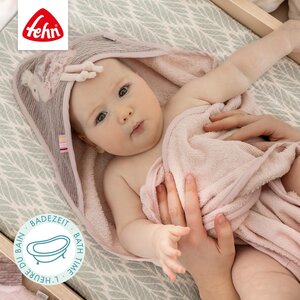 Fehn hooded bath towel 80x80cm, Flamingo - Fehn