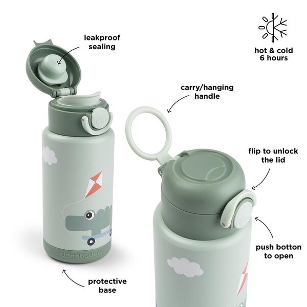 Done by Deer Insulated bottle Playground 340ml Green - Done by Deer