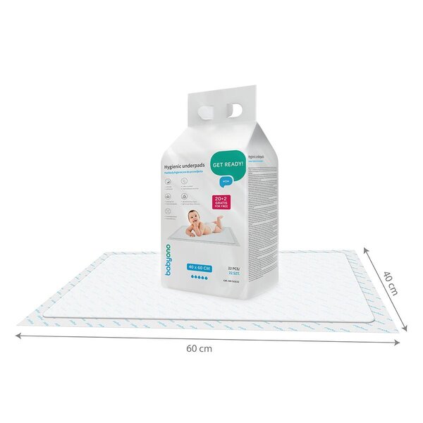 BabyOno Underpads 40x60cm 20 pcs + 2 pcs for free - BabyOno