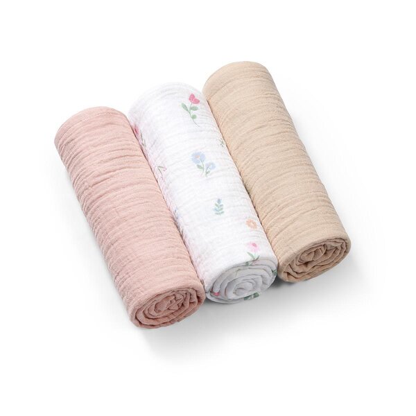 BabyOno crinkled muslin diapers 70x70cm, Pink 3pcs  - BabyOno