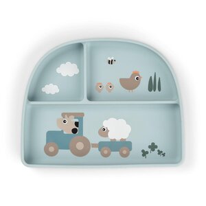 Done by Deer Stick&Stay compartment plate Tiny farm Blue - Done by Deer