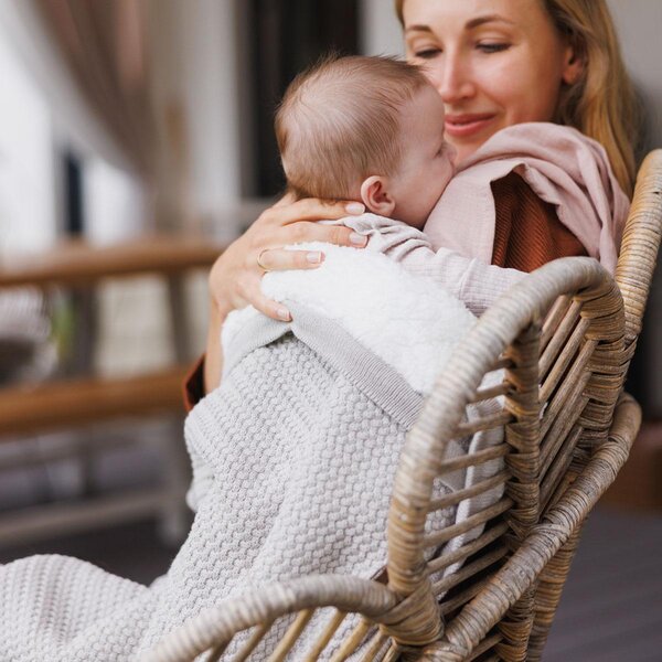 BabyOno cotton blanket with fleecing lining 75x100cm Grey - BabyOno