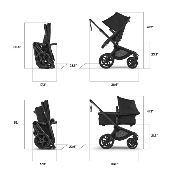 Bugaboo Fox 5 Renew 2in1 vankrikomplekt Black/Fern Green - Bugaboo