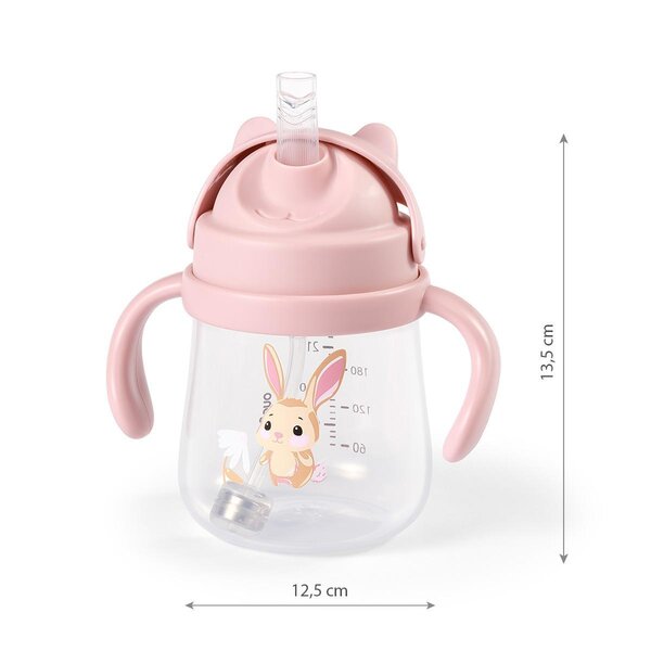 BabyOno Sippy cup with weighted straw 270ml, Pink - BabyOno