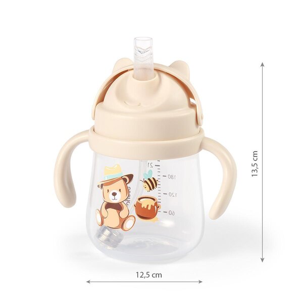 BabyOno Sippy cup with weighted straw 270ml, Beige - BabyOno