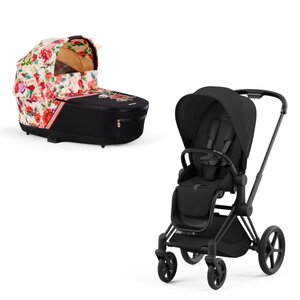 Cybex Priam V4 kомплект коляски Spring Blossom-Sepia Black, Frame Matt Black - Cybex